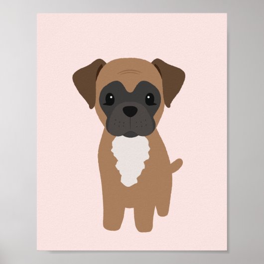 Boxer Puppy Dog Roze Kwekerij & Kinder Decor Poste Poster (Voorkant)