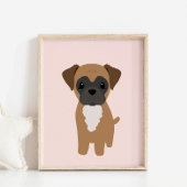Boxer Puppy Dog Roze Kwekerij & Kinder Decor Poste Poster