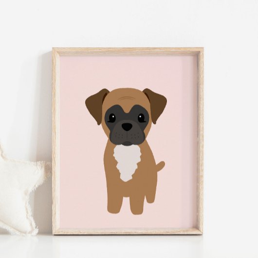 Boxer Puppy Dog Roze Kwekerij & Kinder Decor Poste Poster