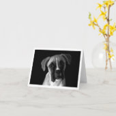 Boxer Puppy Dog Zwart-wit Notecard Kaart (Gele Bloem)
