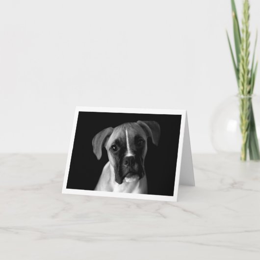 Boxer Puppy Dog Zwart-wit Notecard Kaart (Voorkant)