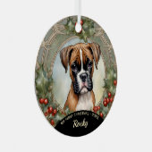 Boxer Puppy Eerste Kerst Metal Ornament (Voorkant Rechts)