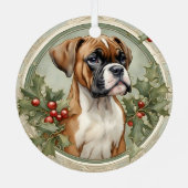 Boxer Puppy Eerste Kerst Metal Ornament (Achterkant)
