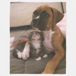 BOXER PUPPY EN KITTEN FLEECE DEKEN