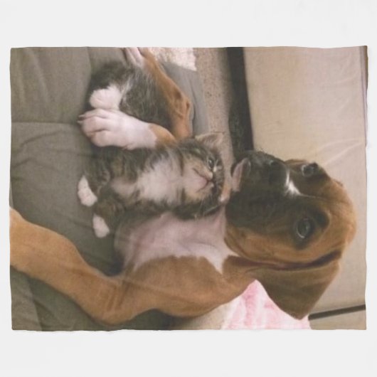 BOXER PUPPY EN KITTEN FLEECE DEKEN (Voorkant (Horizontaal))