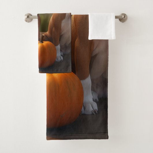 Boxer Puppy Herfst Delight Pompoen Bad Handdoek (Insitu)