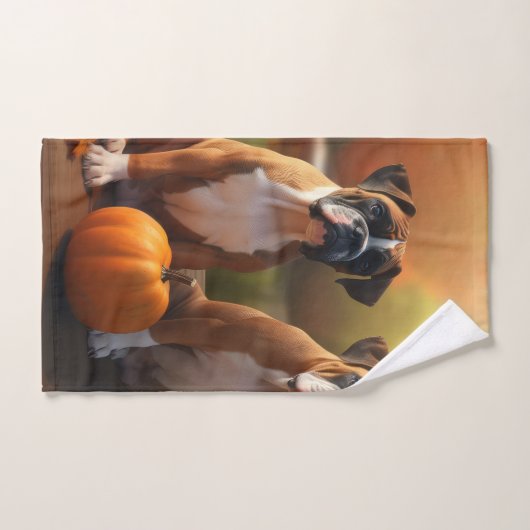 Boxer Puppy Herfst Delight Pompoen Bad Handdoek (Handdoek)