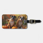 Boxer Puppy Herfst Delight Pompoen Bagagelabel (Voorkant horizontaal)