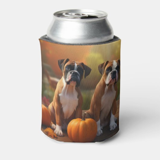 Boxer Puppy Herfst Delight Pompoen Blikjeskoeler (Blikje Achterkant)