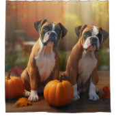 Boxer Puppy Herfst Delight Pompoen Douchegordijn (Voorkant)