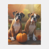 Boxer Puppy Herfst Delight Pompoen Fleece Deken (Voorkant)