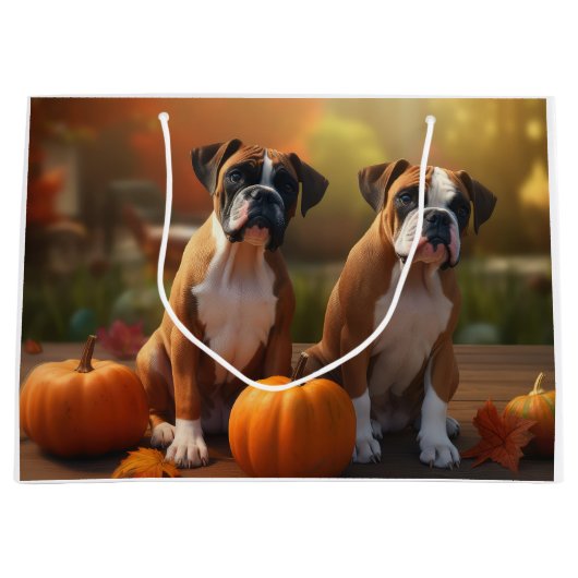 Boxer Puppy Herfst Delight Pompoen Groot Cadeauzakje (Voorkant)