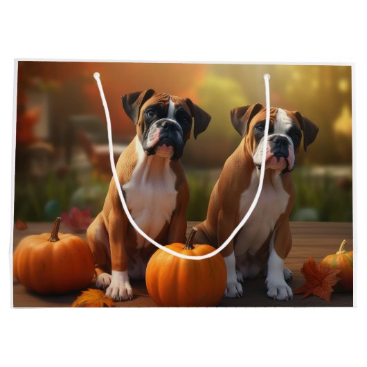 Boxer Puppy Herfst Delight Pompoen Groot Cadeauzakje (Achterkant)