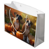 Boxer Puppy Herfst Delight Pompoen Groot Cadeauzakje (Achterkant Gekanteld)