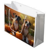 Boxer Puppy Herfst Delight Pompoen Groot Cadeauzakje (Voorkant Gekanteld)