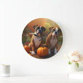 Boxer Puppy Herfst Delight Pompoen Grote Klok (Huis)