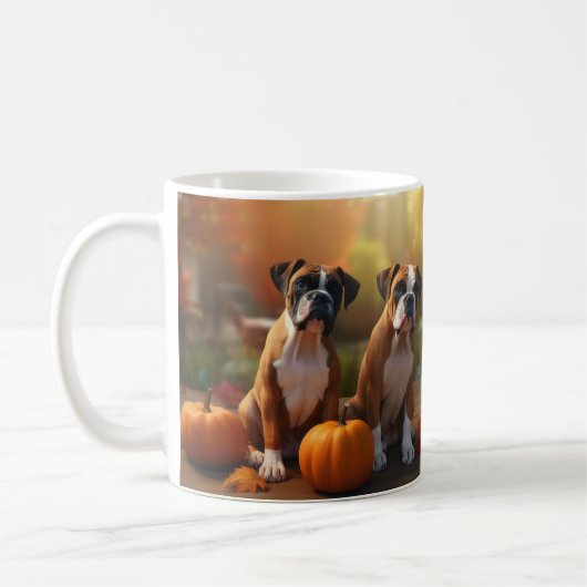 Boxer Puppy Herfst Delight Pompoen Koffiemok (Links)