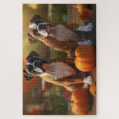 Boxer Puppy Herfst Delight Pompoen Legpuzzel (Verticaal)