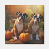 Boxer Puppy Herfst Delight Pompoen Magneet (Voorkant)