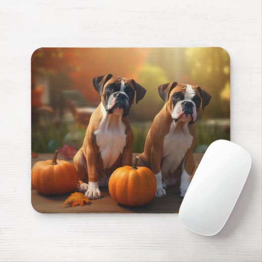 Boxer Puppy Herfst Delight Pompoen Muismat (Met muis)