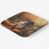 Boxer Puppy Herfst Delight Pompoen Papieren Bordje (Gebogen)