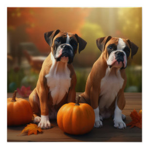 Boxer Puppy Herfst Delight Pompoen Perfect Poster