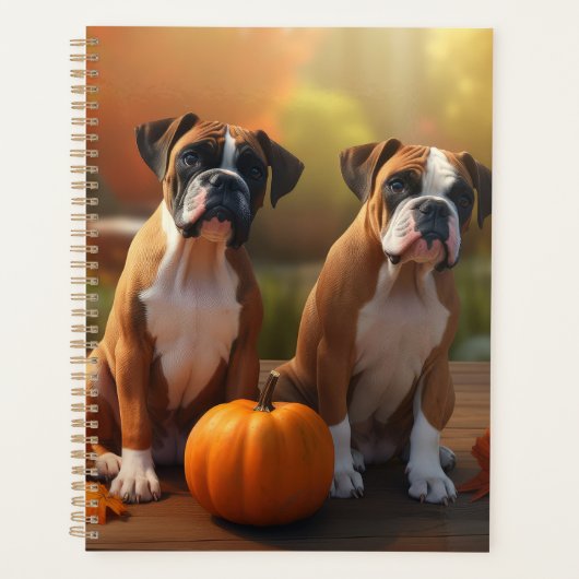 Boxer Puppy Herfst Delight Pompoen Planner (Voorkant)