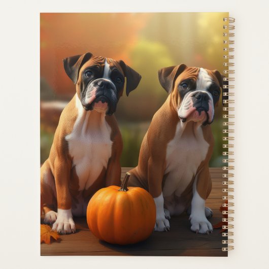 Boxer Puppy Herfst Delight Pompoen Planner (Achterkant)
