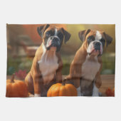 Boxer Puppy Herfst Delight Pompoen Theedoek (Horizontaal)