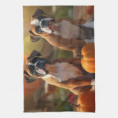 Boxer Puppy Herfst Delight Pompoen Theedoek (Verticaal)