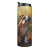 Boxer Puppy Herfst Delight Pompoen Thermosbeker (Geroteerd rechts)
