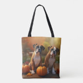 Boxer Puppy Herfst Delight Pompoen Tote Bag (Achterkant)