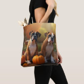 Boxer Puppy Herfst Delight Pompoen Tote Bag (Dichtbij)