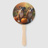 Boxer Puppy Herfst Plezier Pompoen Handwaaier (Achterkant)