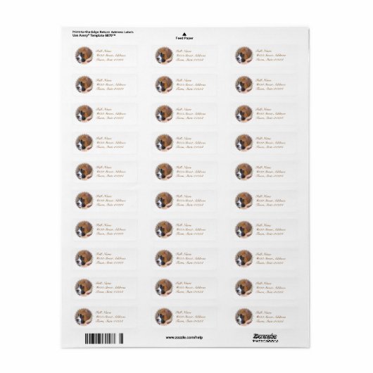 Boxer Puppy Hond Mailing Labels (Full Sheet)