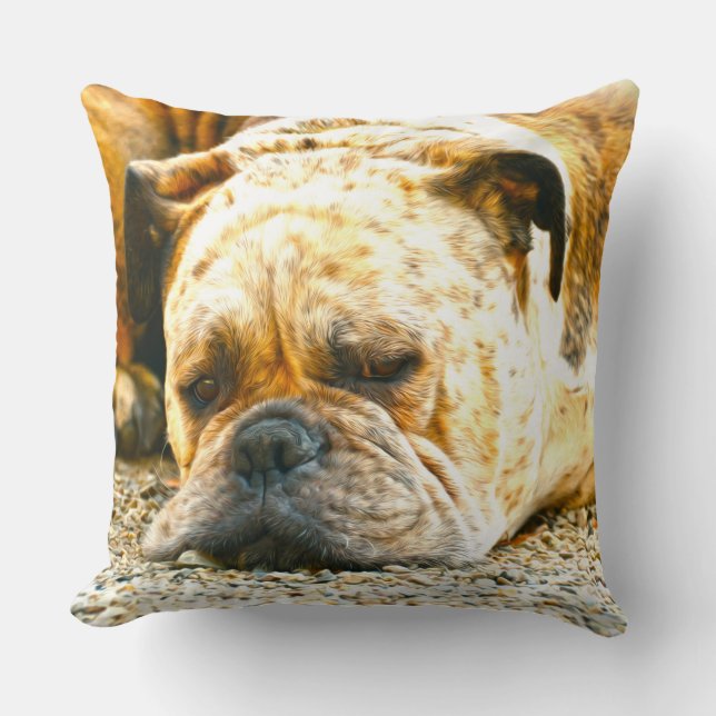 Boxer Puppy Hond Water Kleur Olieverf Kunst Kussen (Voorkant)