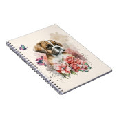 Boxer puppy in bloemen notitieboek (Rechterzijde)
