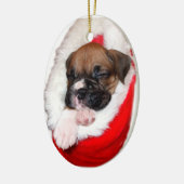 Boxer puppy in kerstboomversiering keramisch ornament (Links)