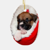 Boxer puppy in kerstboomversiering keramisch ornament (Achterkant)