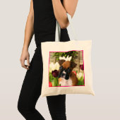 Boxer puppy in tulpencanvas tas (Voorkant (product))