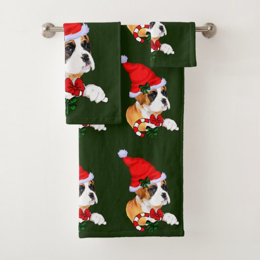 Boxer Puppy Kerstmis Bad Handdoek (Insitu)