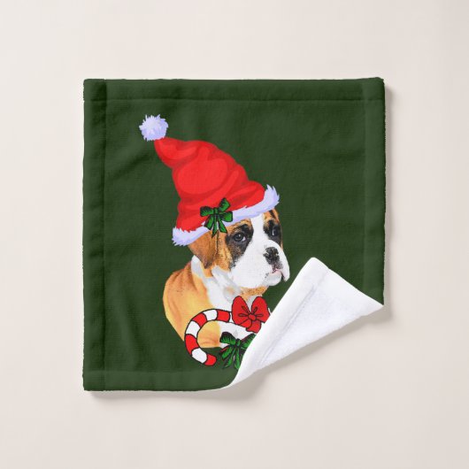 Boxer Puppy Kerstmis Bad Handdoek (Wasdoekje)