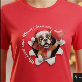 Boxer Puppy Kerstmis Hart Sjaal Grafisch T-shirt