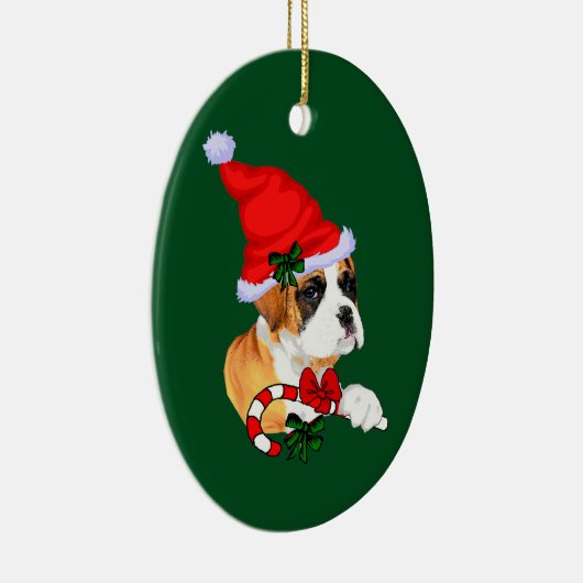 Boxer Puppy Kerstmis Keramisch Ornament (Rechts)