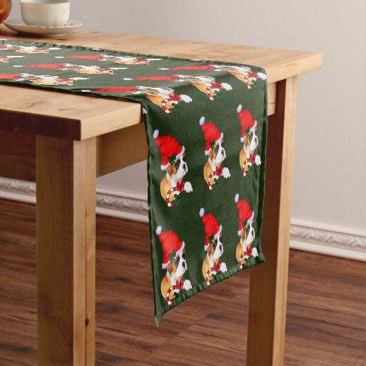 Boxer Puppy Kerstmis Korte Tafelloper (Voorbeeld)