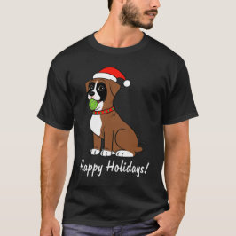 Boxer Puppy met Santa Prettige feestdagen T-shirt