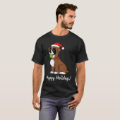 Boxer Puppy met Santa Prettige feestdagen T-shirt (Voorkant volledig)