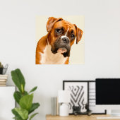 Boxer puppy on ivory cream backdrop. poster (Thuiskantoor)