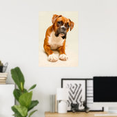 Boxer puppy on ivory cream backdrop. poster (Thuiskantoor)