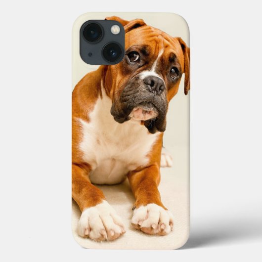 Boxer puppy op ivoorkleurige achtergrond. Case-Mate iPhone case (Achterkant)